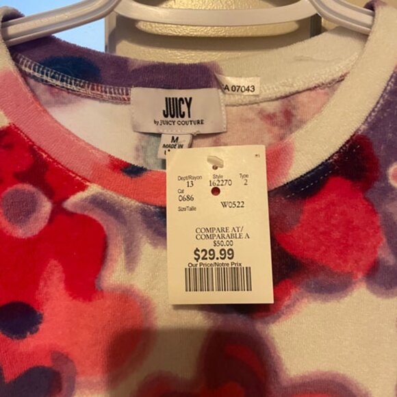 Juicy Couture Women's Floral Terry Cloth Crop Top And Shorts Size M - Picture 5 of 6